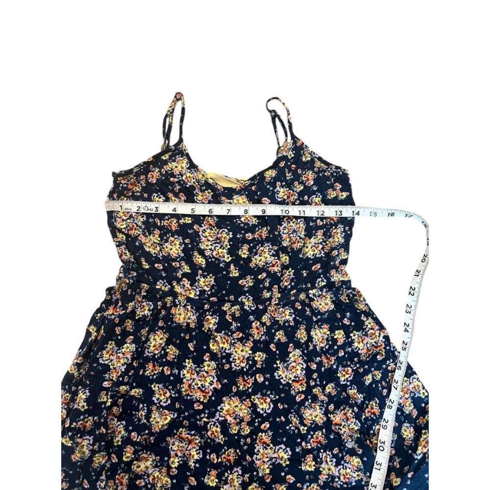 Pink Rose Navy Floral Spaghetti Strap Mini Dress Size Large Boho - Picture 9 of 12